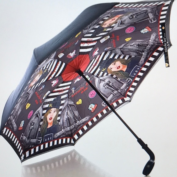Nicole Lee Accessories - New Nicole Lee Women's Reversible Cup Holder Handle Umbrella "Paola Is Tomboy"